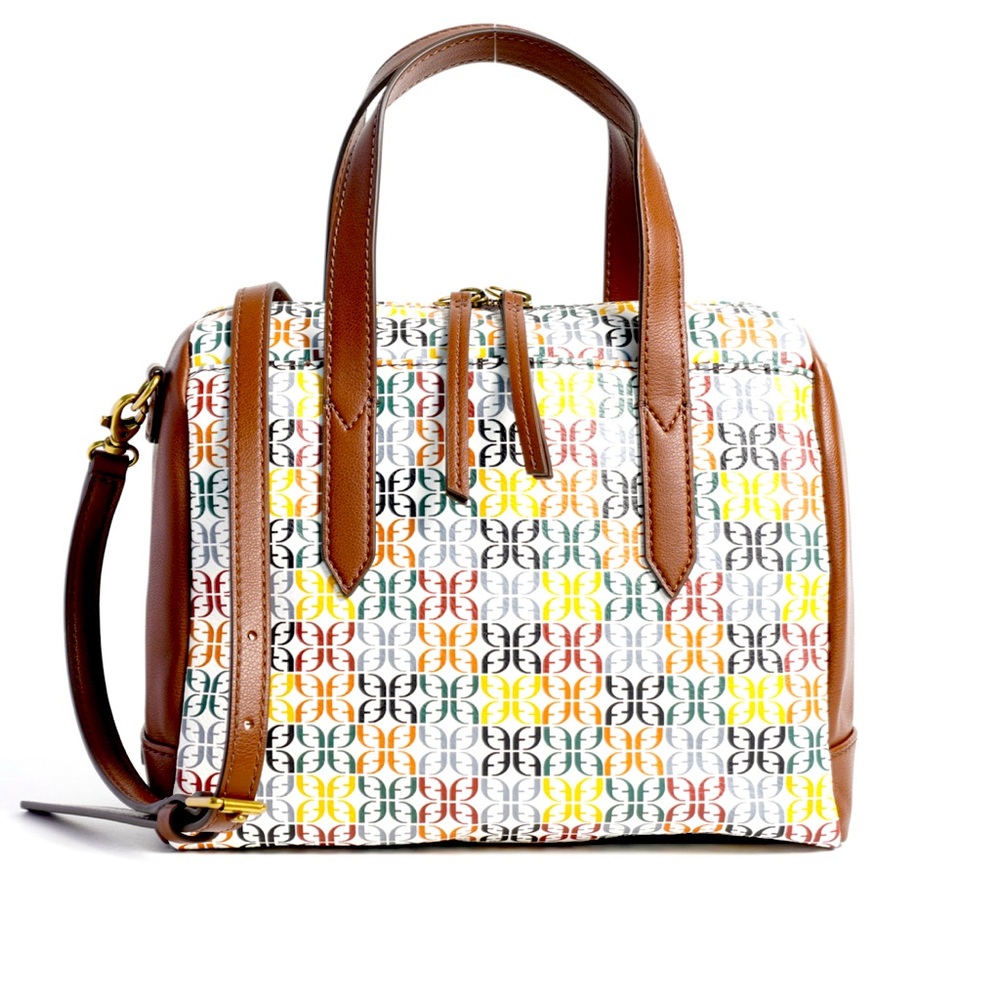 NWT FOSSIL Sydney White/Multi Satchel